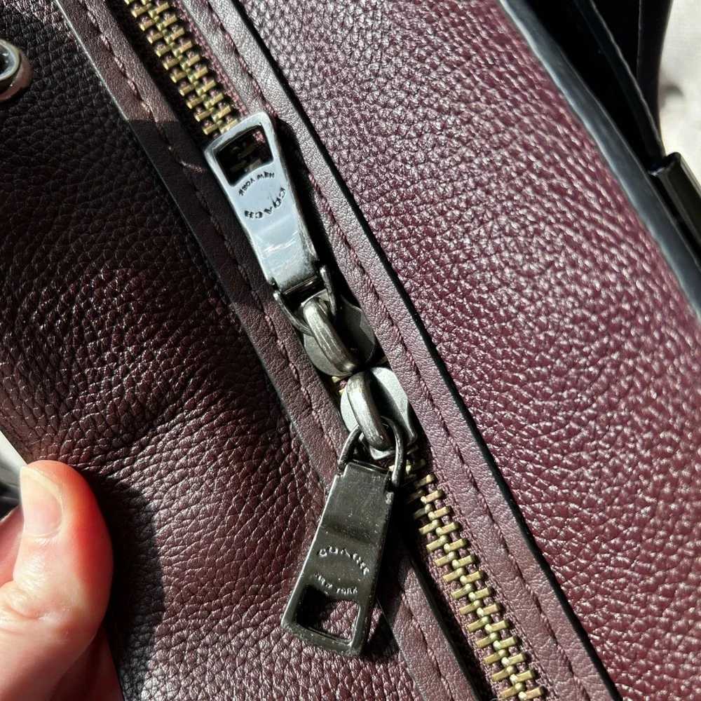 Coach Dreamer 36 Satchel Oxblood Burgundy Pebbled Leather Handbag Gunmetal Large